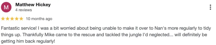 5-star Google review from Matthew Hickey