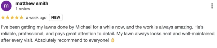 5-star Google review from Matthew Smith